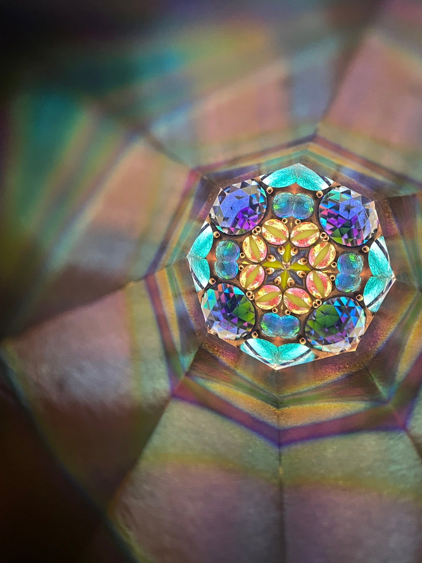 Stained Glass Kaleidoscope "Wishes", Handmade By Sue Rioux.