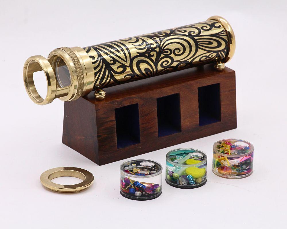 Brass Interchangeable "Deluxe" with 3 sells and Wooden display stand By USA Artist Karl Schilling. KTU Exclusive. main image