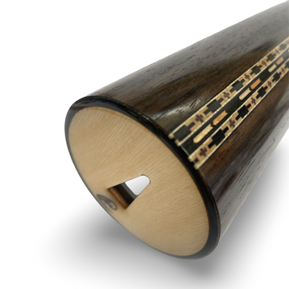 Wooden Kaleidoscopes, "Figured Dark Wood Handheld" 2025 by Artists Carol and Mark Reynolds.