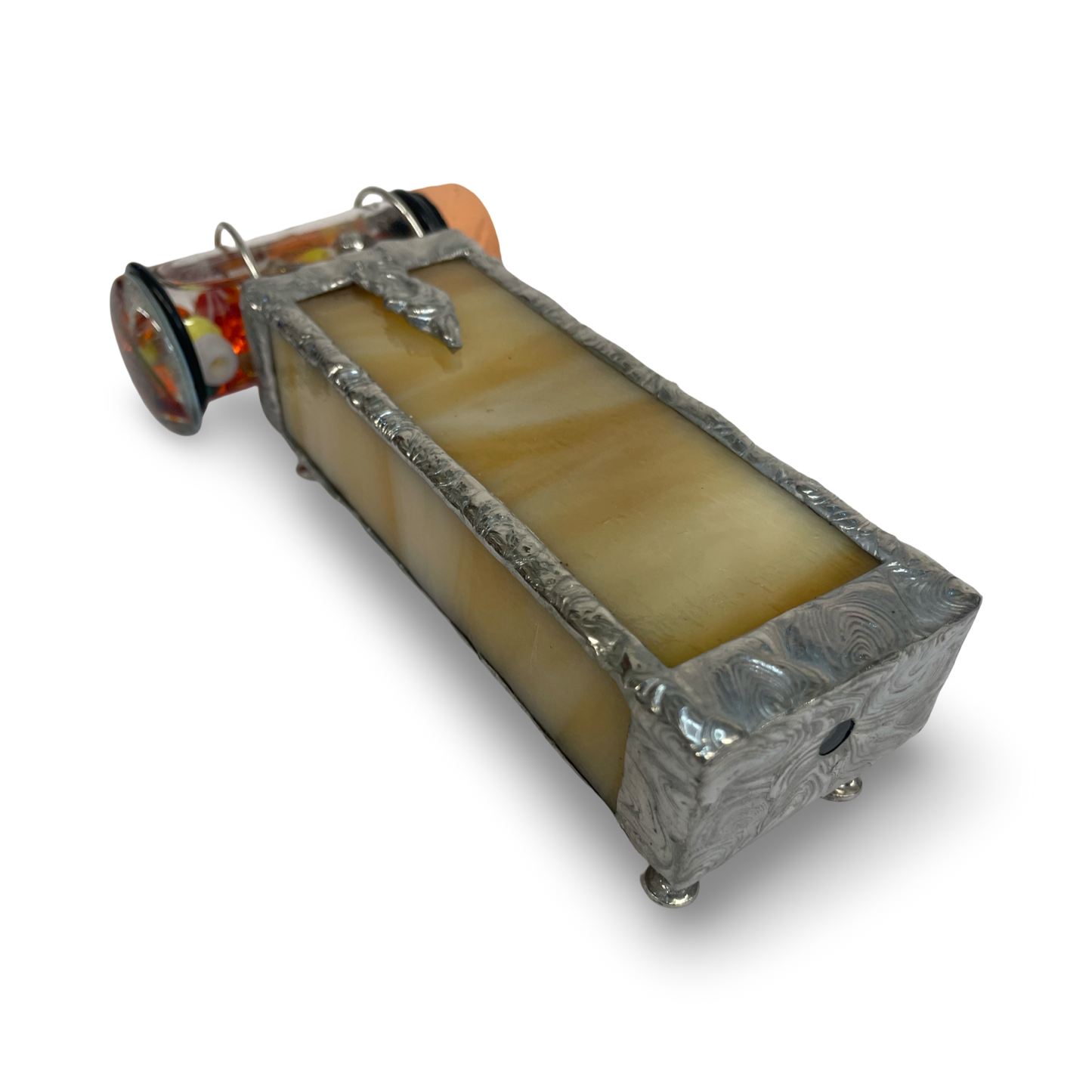 Mini Stained Glass Kaleidoscope In Light Browns By Nancy and Alan Lindenmier