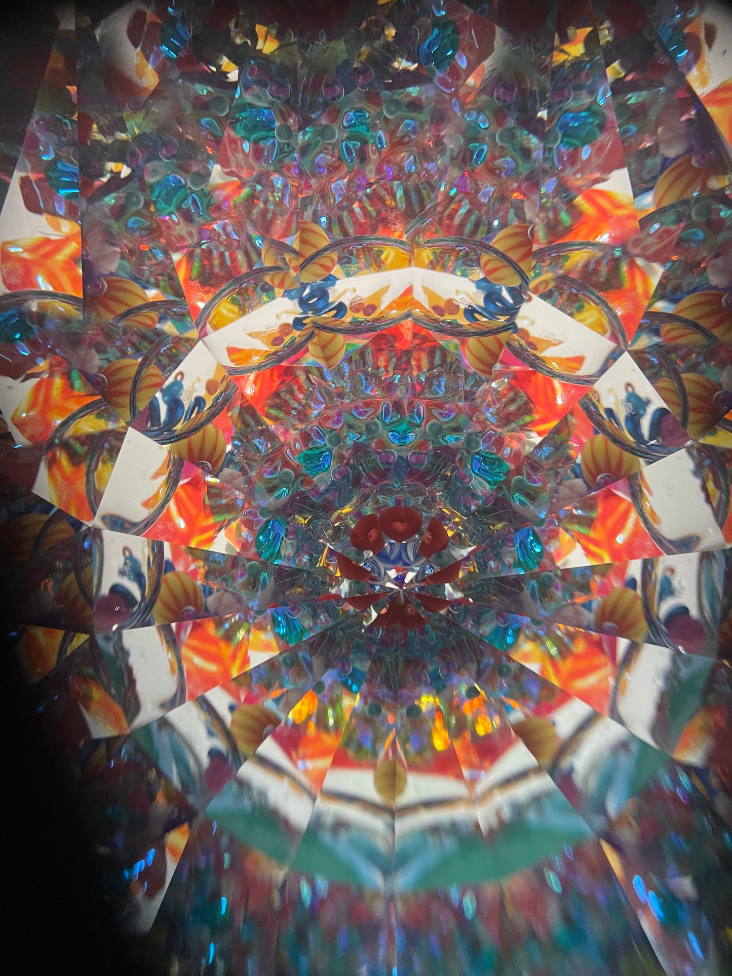 "Teal Dragonfly Stained Glass Kaleidoscope By Sue Rioux