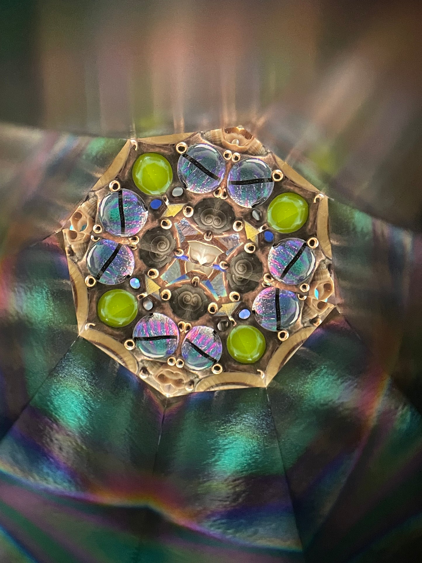 Stained Glass Kaleidoscopes, "Sea Breeze" 2025 By Artist Sue Rioux.