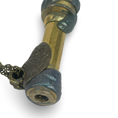 Kaleidoscope Necklace, Brass and Leaf Pattern By Jennifer.