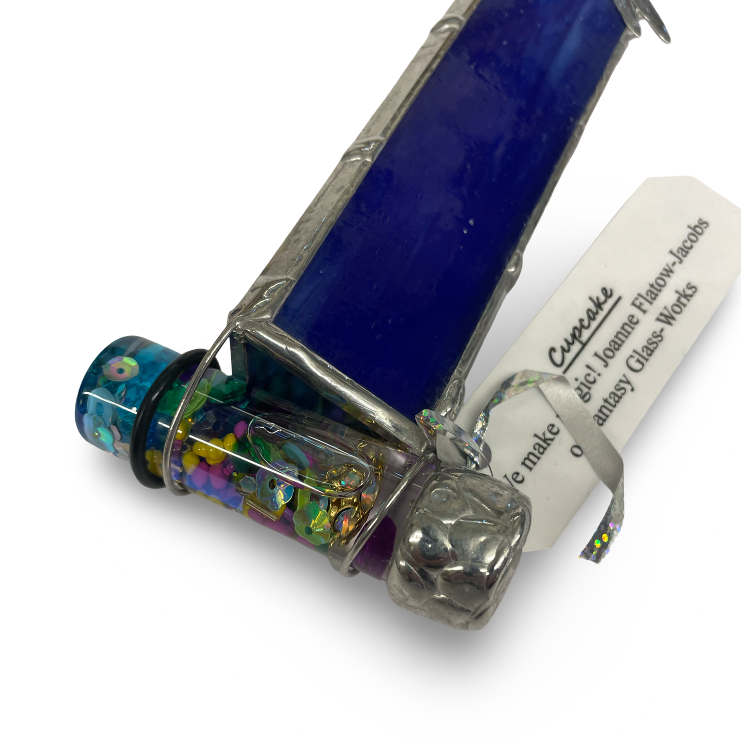 Stained Glass Kaleidoscopes, "Cupcake Dragonfly" In Blue By Artist Joanne Jacobs.