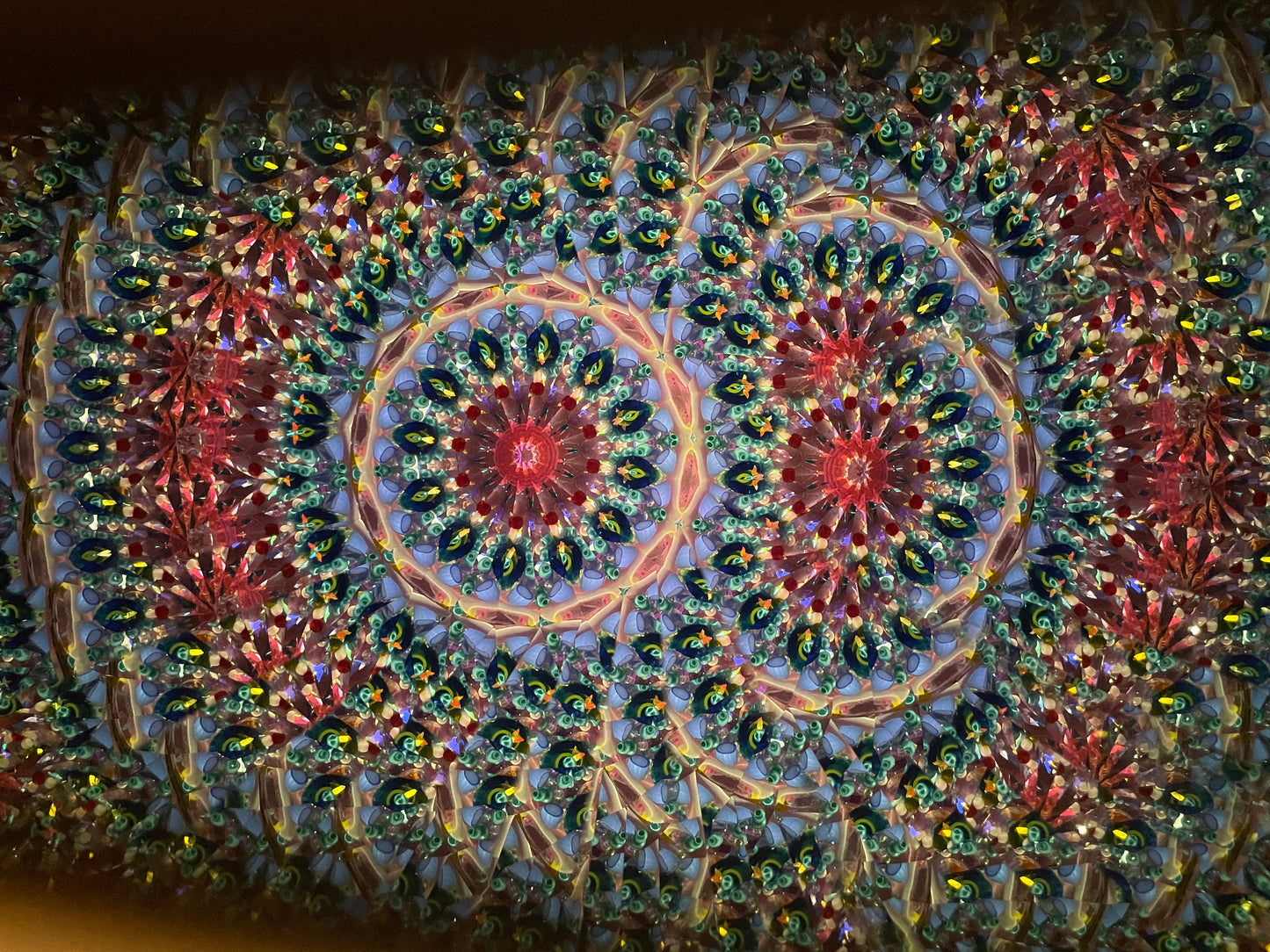 Wooden Kaleidoscopes, "Figured Dark Wood Handheld" 2025 by Artists Carol and Mark Reynolds.