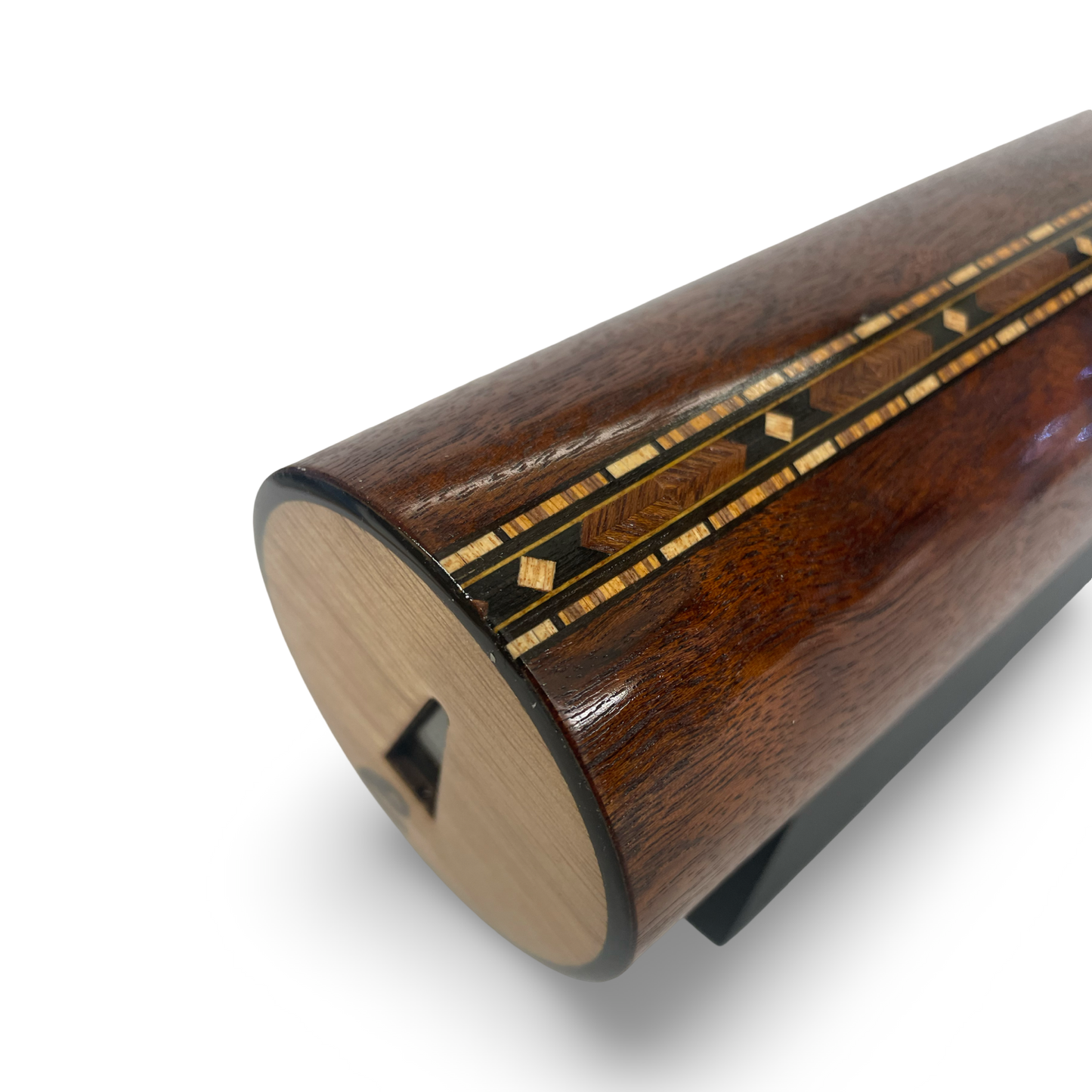 Wooden Kaleidoscope, Handheld in Quilted Sapele By Artists Carol and Mark Reynolds.