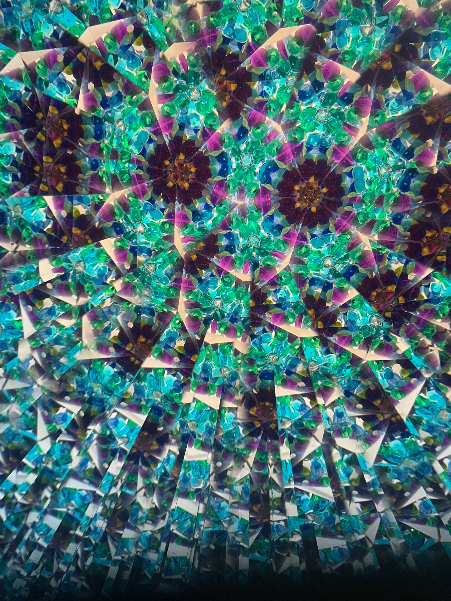 Stained Glass Kaleidoscopes, "Cupcake Dragonfly" In Blue By Artist Joanne Jacobs.