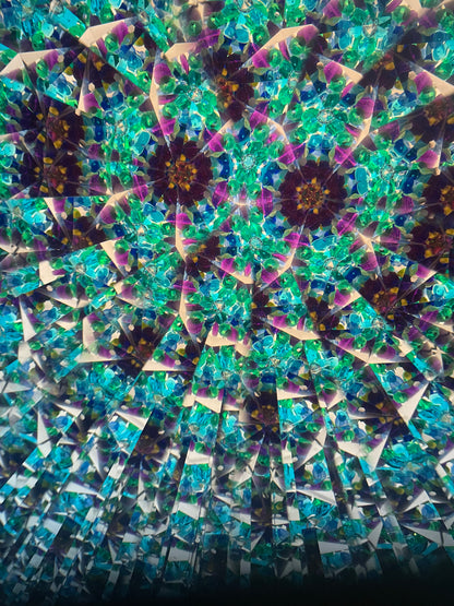 Stained Glass Kaleidoscopes, "Cupcake Dragonfly" In Blue By Artist Joanne Jacobs.