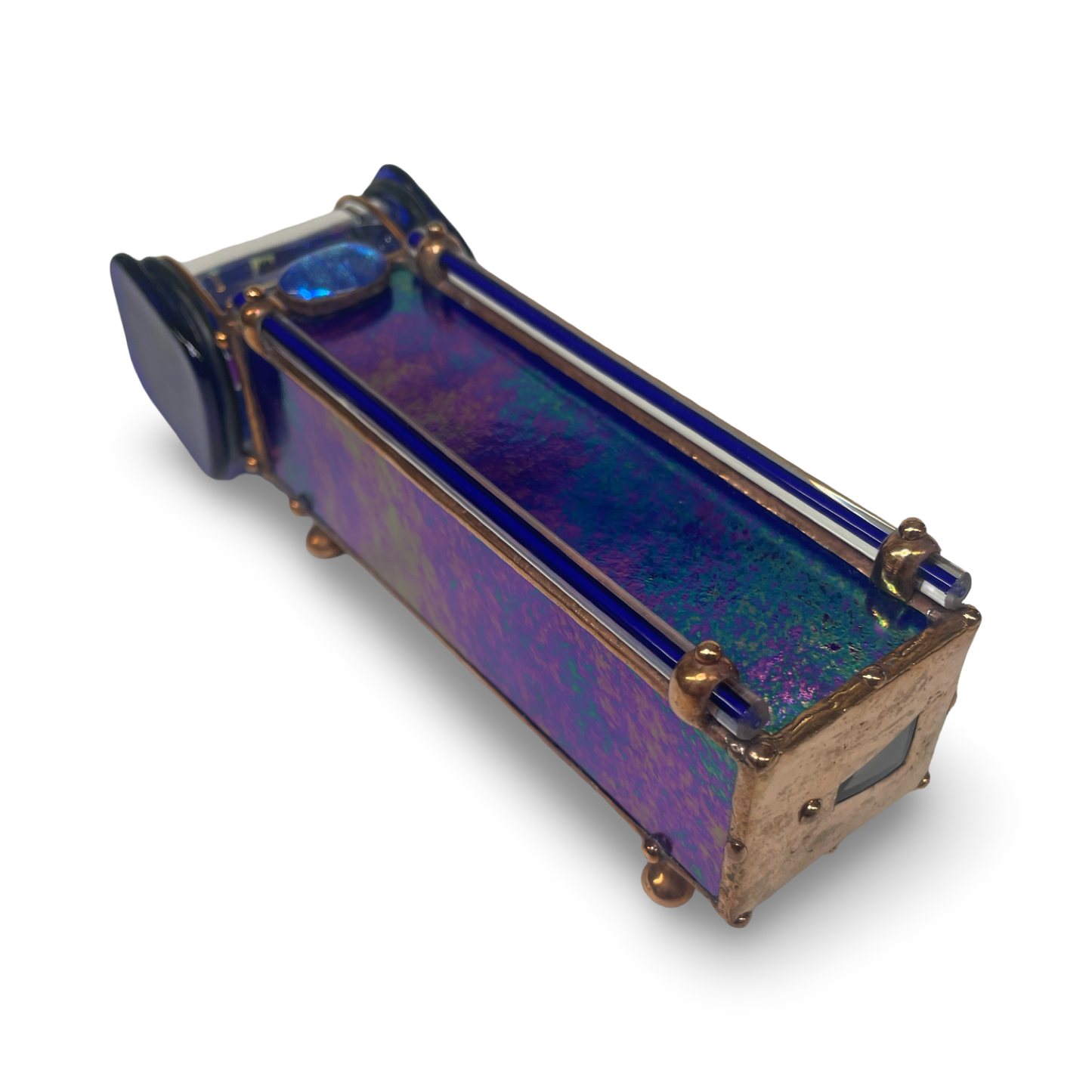 Stained Glass Kaleidoscopes, "Gemstone Sapphire" 2026 By Artist Sue Rioux.
