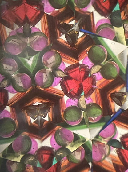 Kaleidoscope Necklace, Brass and Leaf Pattern By Jennifer.