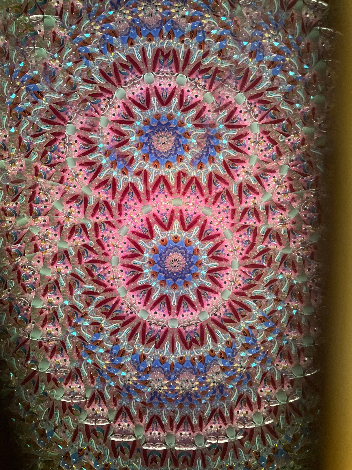 Wooden Kaleidoscope, Handheld in Quilted Sapele By Artists Carol and Mark Reynolds.