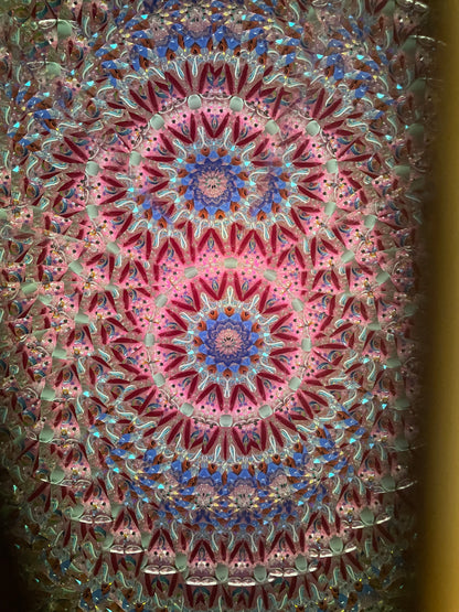 Wooden Kaleidoscope, Handheld in Quilted Sapele By Artists Carol and Mark Reynolds.