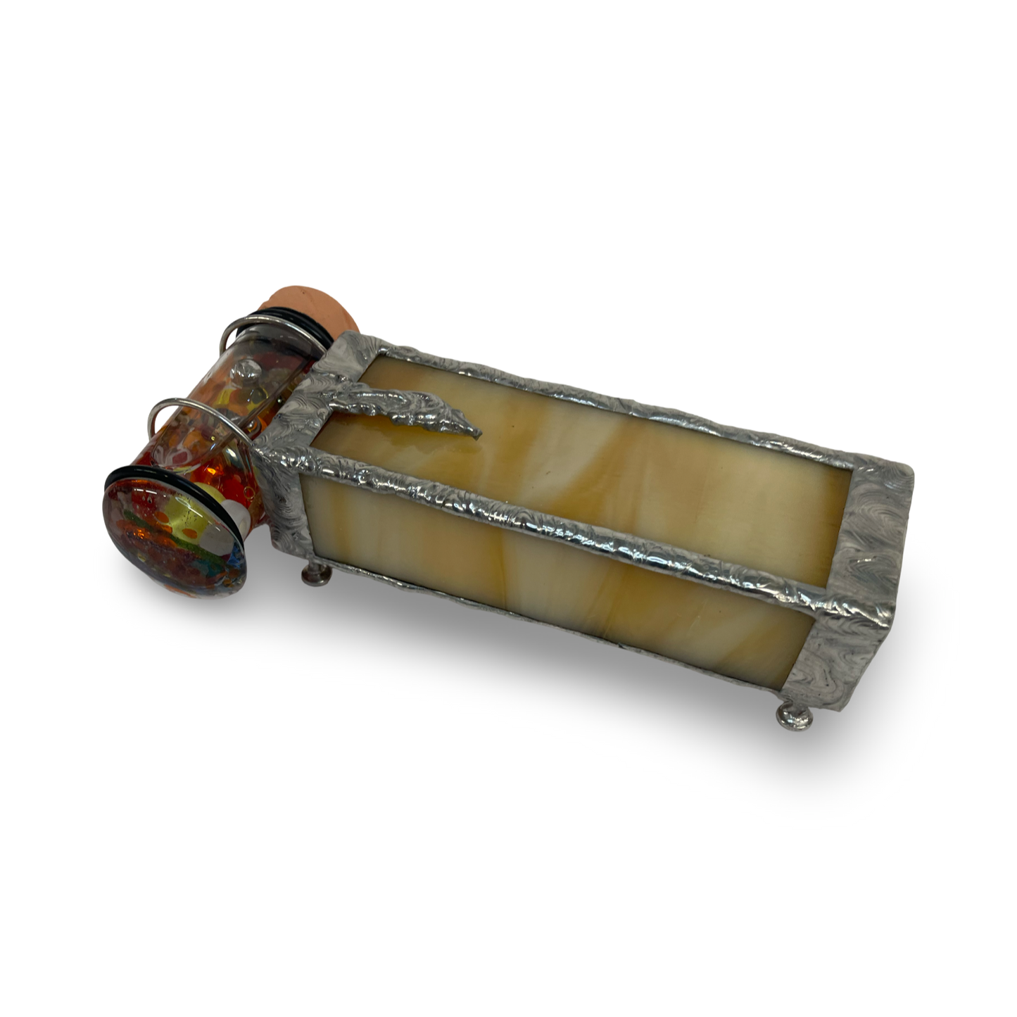 Mini Stained Glass Kaleidoscope In Light Browns By Nancy and Alan Lindenmier