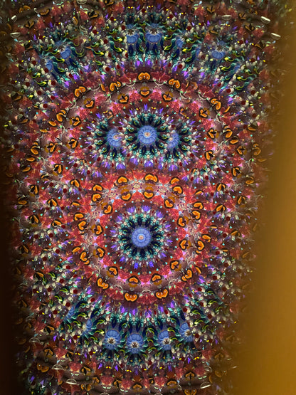 Wooden Kaleidoscopes, "Figured Dark Wood Handheld" 2025 by Artists Carol and Mark Reynolds.