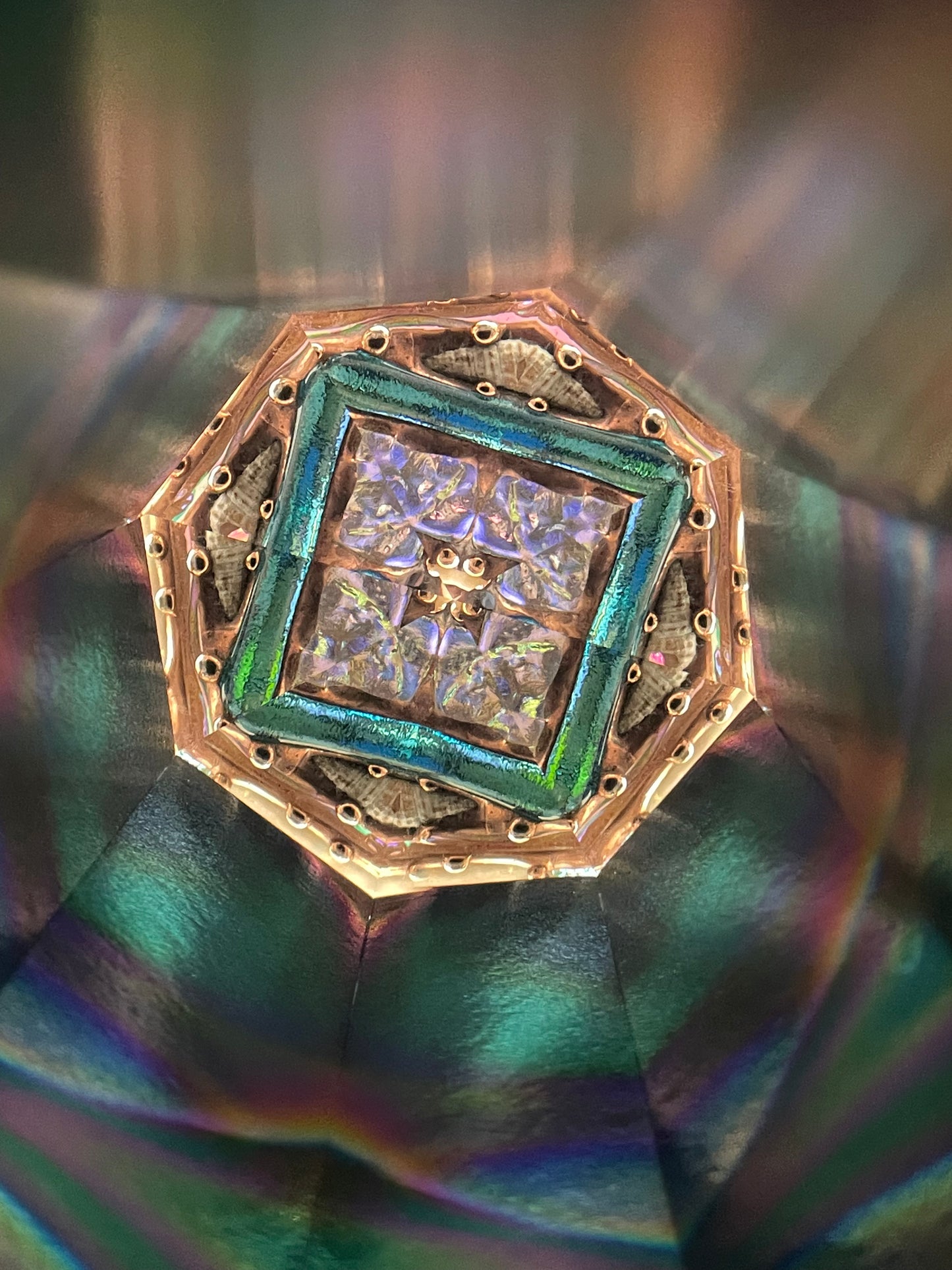 Stained Glass Kaleidoscopes, "Sea Breeze" 2025 By Artist Sue Rioux.