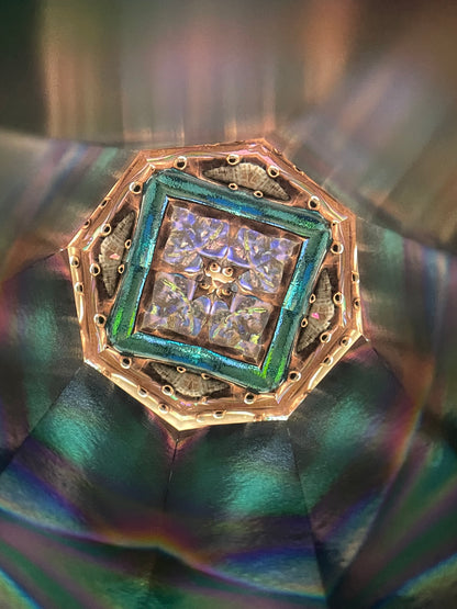 Stained Glass Kaleidoscopes, "Sea Breeze" 2025 By Artist Sue Rioux.
