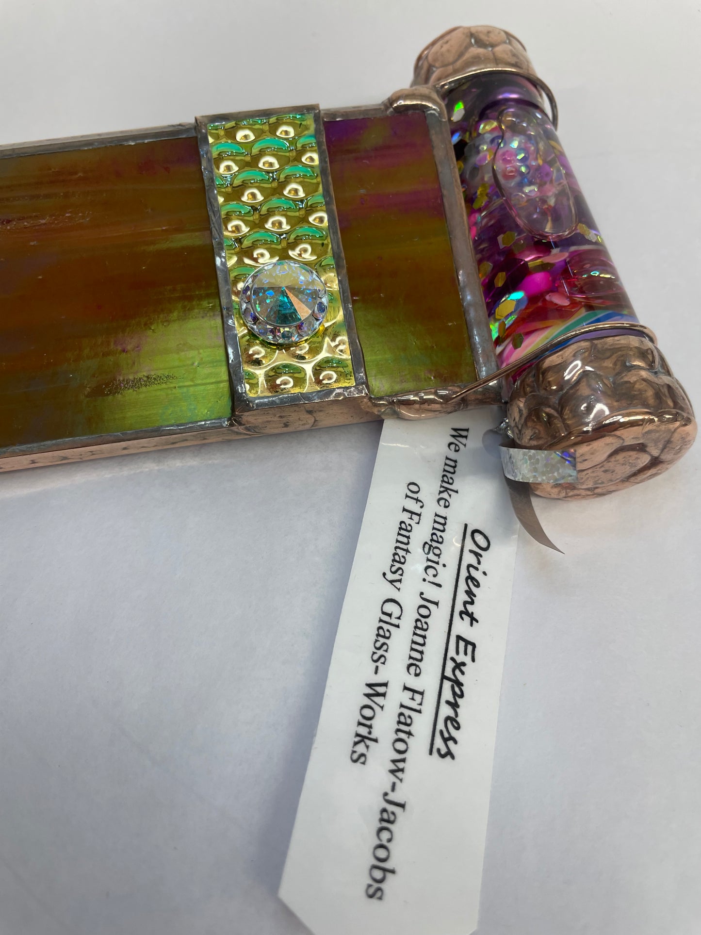 Kaleidoscope, "Orient Express" Stained Glass Exterior with Oil Filled Kaleidoscope By Kaleidoscope Artist, Joanne Flattow- Jacobs