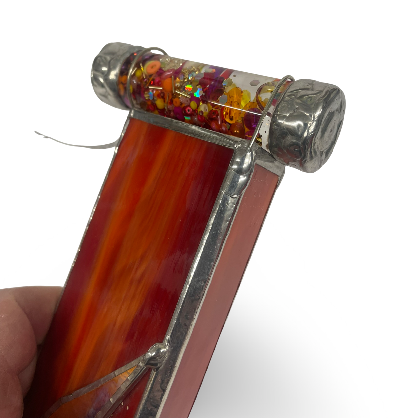 Kaleidoscope, "Sunrise" Stained Glass Exterior with Oil Filled Kaleidoscope By Kaleidoscope Artist, Joanne Flattow- Jacobs