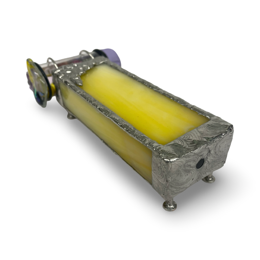 Mini Stained Glass Kaleidoscope In Yellow By Nancy and Alan Lindenmier