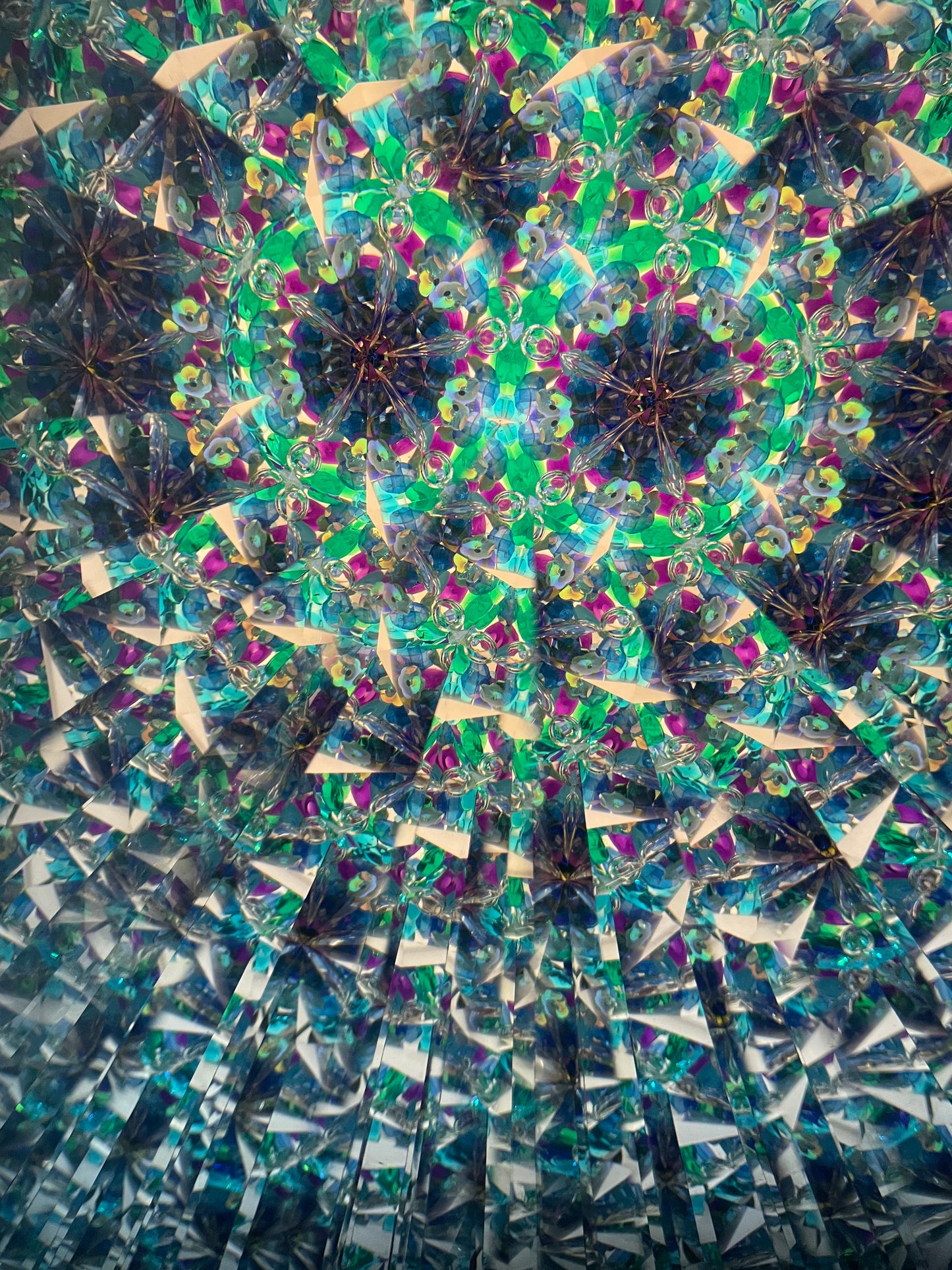 Stained Glass Kaleidoscopes, "Cupcake Dragonfly" In Blue By Artist Joanne Jacobs.