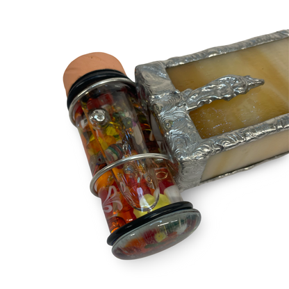 Mini Stained Glass Kaleidoscope In Light Browns By Nancy and Alan Lindenmier