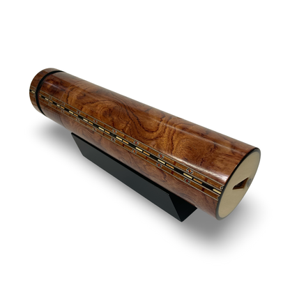 Wooden Kaleidoscope, Handheld in Quilted Sapele By Artists Carol and Mark Reynolds.