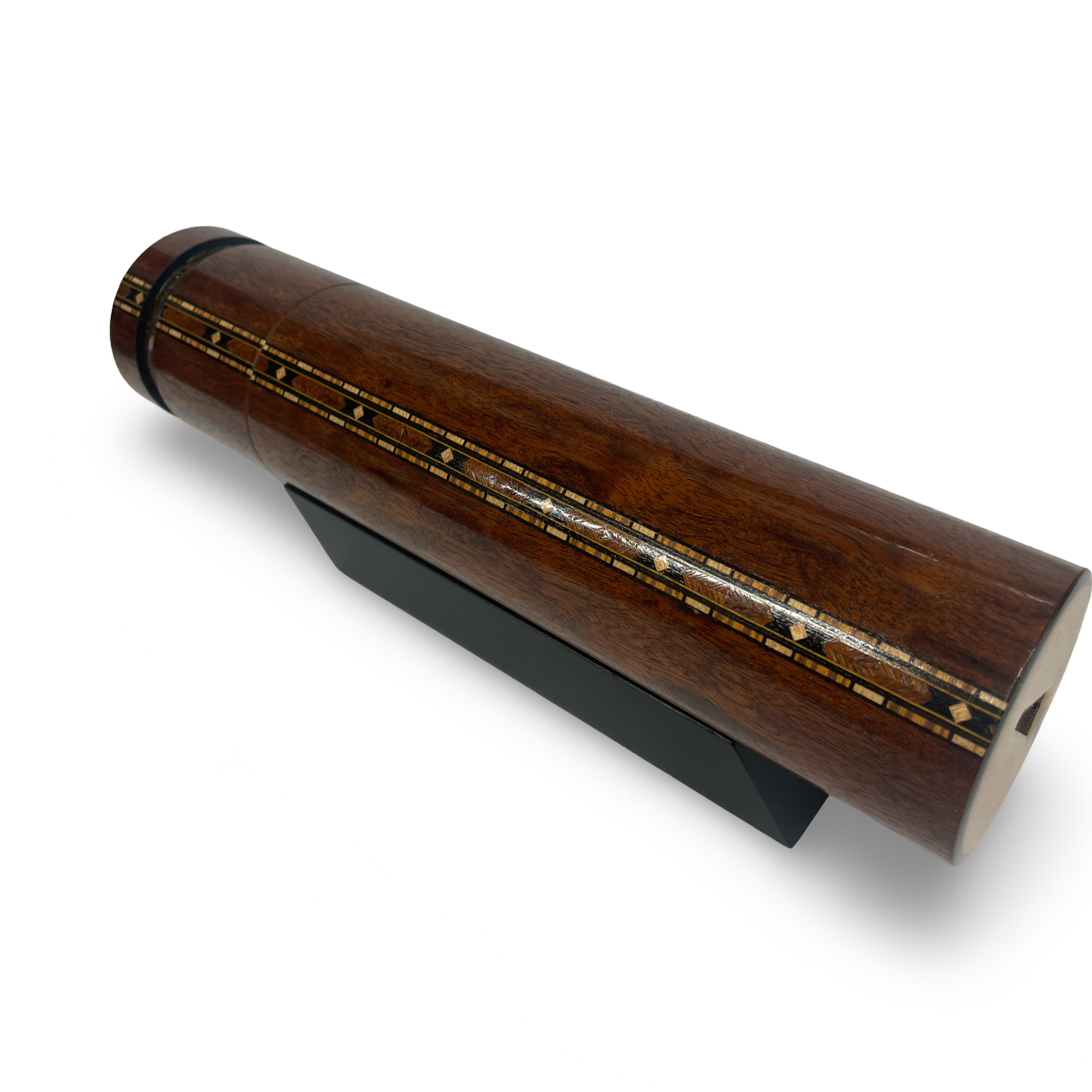 Wooden Kaleidoscope, Handheld in Quilted Sapele By Artists Carol and Mark Reynolds.