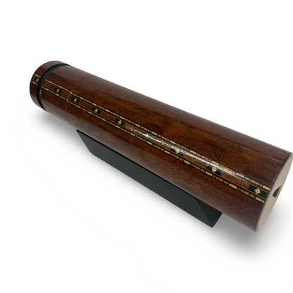 Wooden Kaleidoscope, Handheld in Quilted Sapele By Artists Carol and Mark Reynolds.