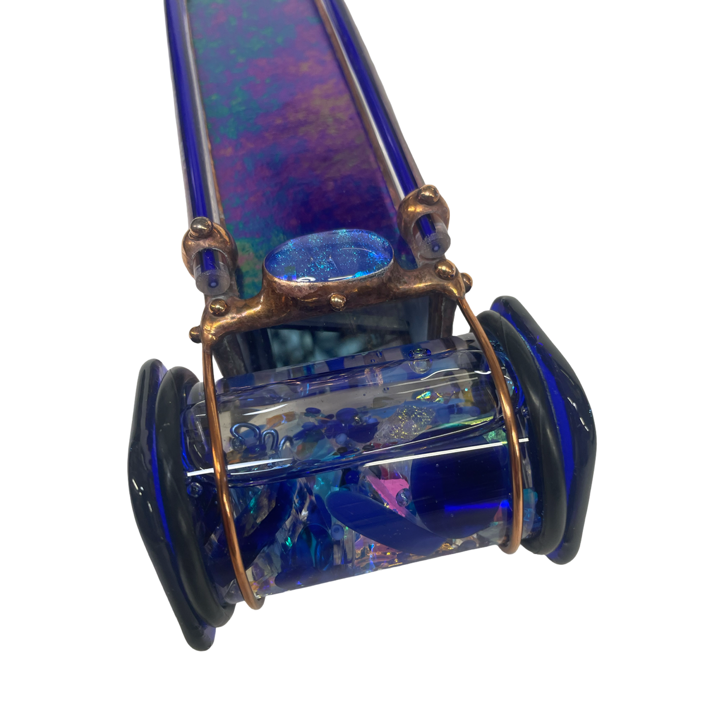 Stained Glass Kaleidoscopes, "Gemstone Sapphire" 2026 By Artist Sue Rioux.