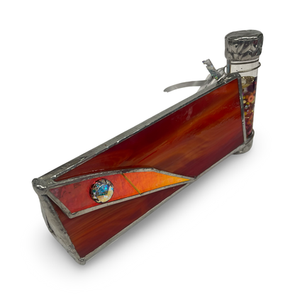 Kaleidoscope, "Sunrise" Stained Glass Exterior with Oil Filled Kaleidoscope By Kaleidoscope Artist, Joanne Flattow- Jacobs