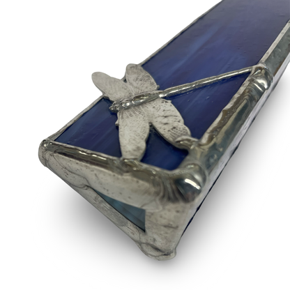 Stained Glass Kaleidoscopes, "Cupcake Dragonfly" In Blue By Artist Joanne Jacobs.