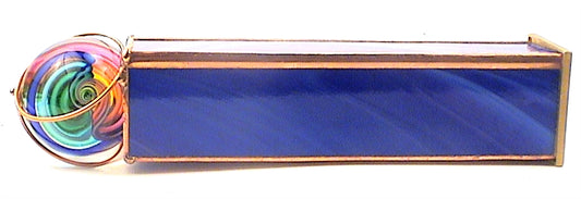 Blue Stained Glass Marblescope with Handmade Marble by Artisan Sue Rioux. main image