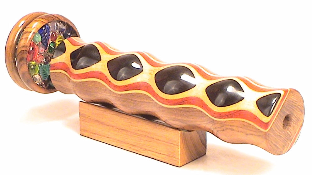 N & J 7 inch Laminated Wooden Kaleidoscope  - Traditional Craftsmanship | Kaleidoscopes To You" with 2 Wheels. main image