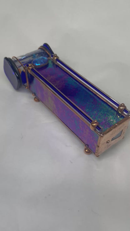 Stained Glass Kaleidoscopes, "Gemstone Sapphire" 2026 By Artist Sue Rioux.
