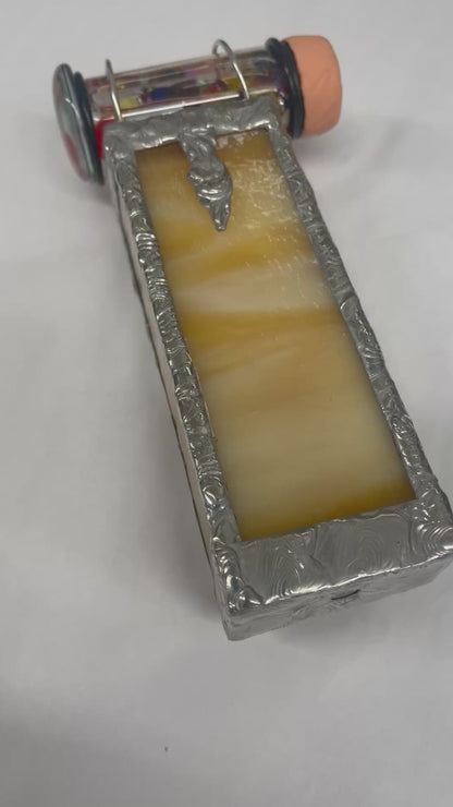 Mini Stained Glass Kaleidoscope In Light Browns By Nancy and Alan Lindenmier