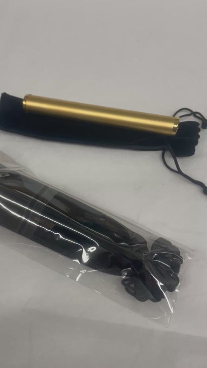 Brushed Brass Pocket Kaleidoscope with Black Bag.