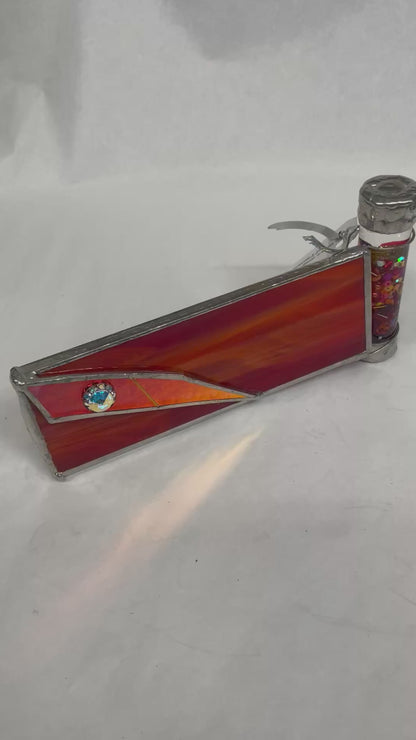 Kaleidoscope, "Sunrise" Stained Glass Exterior with Oil Filled Kaleidoscope By Kaleidoscope Artist, Joanne Flattow- Jacobs