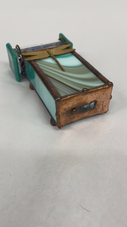 "Teal Dragonfly Stained Glass Kaleidoscope By Sue Rioux