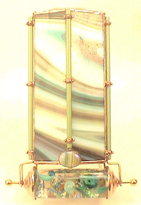 Handcrafted Stained Glass Kaleidoscope, "Woodland Journey " By Artist Sue Rioux. main image